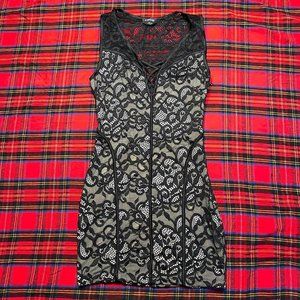 bebe black lace bodycon sleeveless side zip party dress sz small